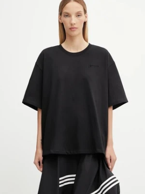 GANNI t-shirt bawełniany Heavy Cotton Drop Shoulder Open Back damski kolor czarny T4168