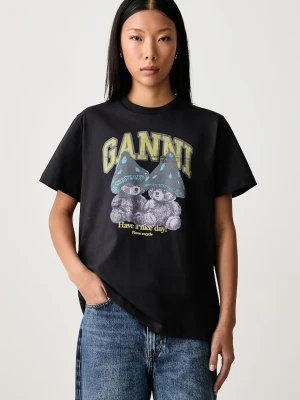 GANNI Teddy Mushrooms T-shirt bawełniany damski