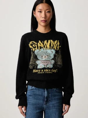 GANNI Teddy sweter z wełną damski