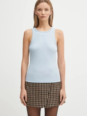 GANNI top Soft Cotton Rib kolor niebieski T4143