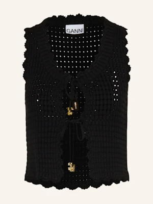 Ganni Top Z Dzianiny schwarz