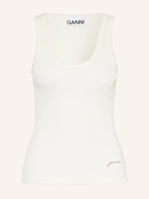 Ganni Top Z Ozdobnymi Kamykami weiss