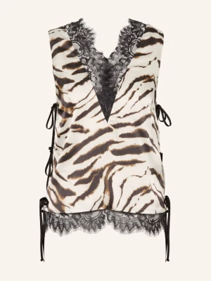 Ganni Top Z Satyny Z Koronką beige