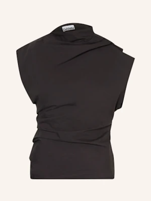 Ganni Top Z Wycięciem schwarz