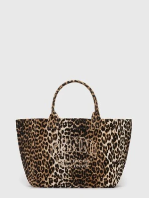 GANNI torebka bawełniana Shopper XXL Print kolor brązowy A5822