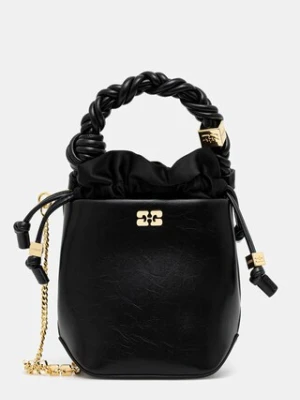 GANNI torebka Bou Bucket Mini Crinkle Oleatex kolor czarny A6509