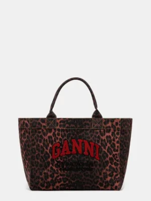 GANNI torebka Shopper XXL Print Leo kolor czerwony A6631