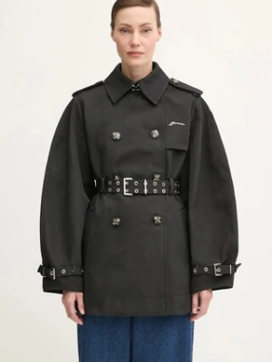 GANNI trencz Heavy Twill Midi Trench kolor czarny W0893