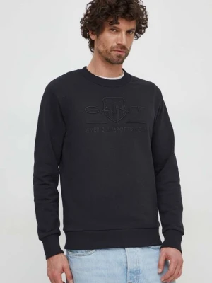 Gant bluza bawełniana męska kolor czarny z aplikacją