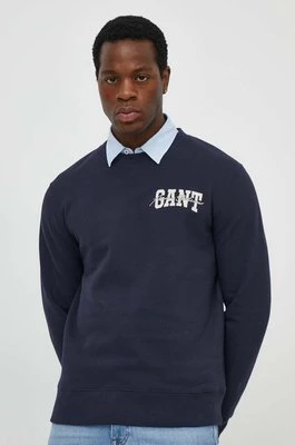 Gant bluza bawełniana męska kolor granatowy z aplikacją