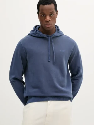 Gant bluza bawełniana męska kolor granatowy z kapturem gładka 2067035