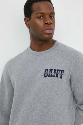 Gant bluza bawełniana męska kolor szary z aplikacją