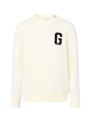 Gant Bluza męska - G Badge Mężczyźni Bawełna biały jednolity,
