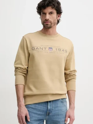 Gant bluza męska kolor zielony z nadrukiem 2044016