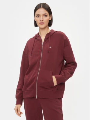 Gant Bluza Rel Shield Zip Hoodie 4204665 Bordowy Relaxed Fit