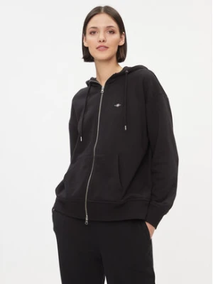 Gant Bluza Rel Shield Zip Hoodie 4204665 Czarny Relaxed Fit