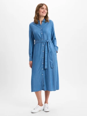 Gant Bluzka damska - Sukienka koszulowa Chambray Kobiety Lyocell niebieski,