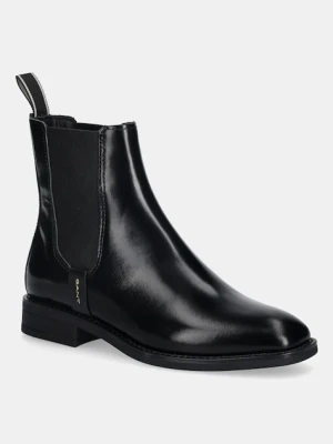 Gant botki skórzane Fayy damskie kolor czarny na płaskim obcasie 31551126