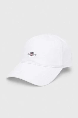 Gant czapka z daszkiem bawełniana kolor biały z aplikacją