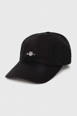 Gant czapka z daszkiem bawełniana kolor czarny z aplikacją