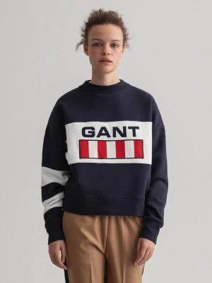 GANT damska bluza z okrągłym dekoltem logo w stylu retro