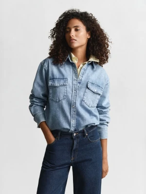 Gant Damska koszula dżinsowa Kobiety Bawełna niebieski jednolity,