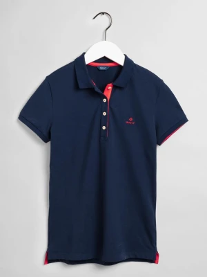 GANT damska koszulka polo z piki z kołnierzykiem w kontrastowym kolorze i krótkim rękawem