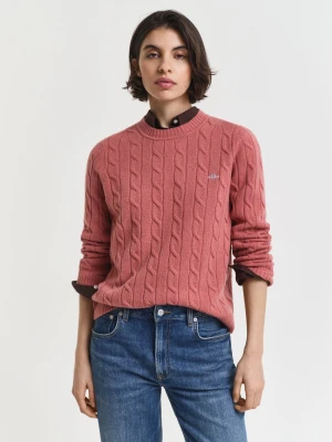 Gant Damski sweter z dzianiny z wełny jagnięcej Kobiety Wełna różowy jednolity,