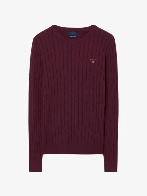 GANT damski sweter z elastycznej bawełny o splocie warkoczowym z okrągłym dekoltem