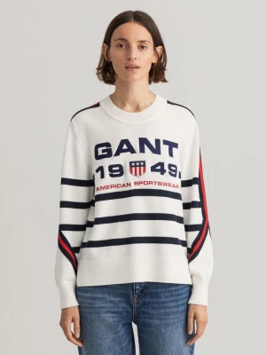 GANT damski sweter z okrągłym dekoltem w paski Retro Shield