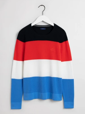 GANT damski sweter z piki bawełnianej w pasy z okrągłym dekoltem