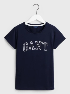 GANT damski T-shirt z logo Arch z półrękawkiem