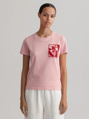 GANT damski T-shirt z logo Quadrat