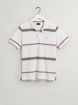 Gant Erkek Beyaz Regular Fit Çizgili Polo