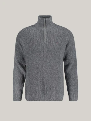 Zdjęcie produktu GANT Erkek Gri Relaxed Fit Yarım Fermuarlı Kazak
