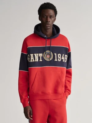 Gant Erkek Kırmızı Relaxed Fit Kapüşonlu Logolu Sweatshirt