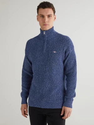GANT Erkek Lacivert Relaxed Fit Yarım Fermuarlı Kazak