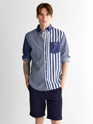 GANT Erkek Mavi Regular Fit Düğmeli Yaka Çizgili Gömlek