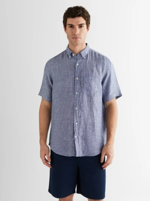 GANT Erkek Mavi Regular Fit Klasik Yaka Keten Gömlek