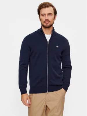 Gant Kardigan Casual Cotton Zip 8030164 Granatowy Regular Fit