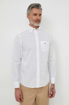 Gant koszula bawełniana męska kolor biały regular z kołnierzykiem button-down