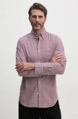 Gant koszula bawełniana męska kolor bordowy regular z kołnierzykiem button-down