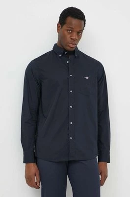 Gant koszula bawełniana męska kolor czarny regular z kołnierzykiem button-down