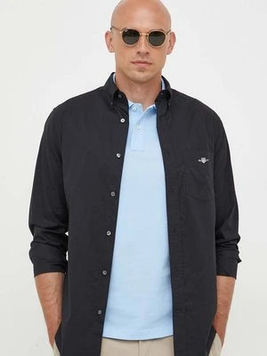 Gant koszula bawełniana męska kolor czarny regular z kołnierzykiem button-down