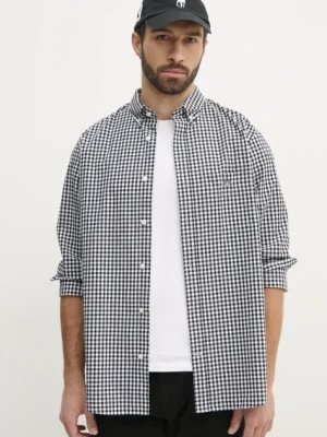 Gant koszula bawełniana męska kolor czarny regular z kołnierzykiem button-down