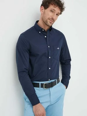 Gant koszula bawełniana męska kolor granatowy regular z kołnierzykiem button-down