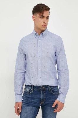 Gant koszula bawełniana męska kolor niebieski regular z kołnierzykiem button-down