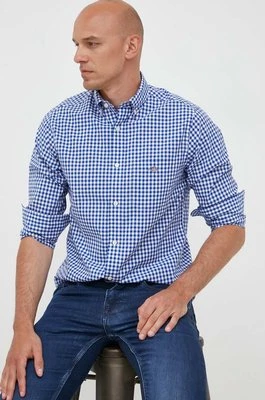 Gant koszula bawełniana męska kolor niebieski regular z kołnierzykiem button-down