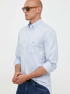 Gant koszula bawełniana męska kolor niebieski regular z kołnierzykiem button-down