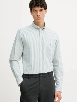 Gant koszula bawełniana męska kolor zielony regular z kołnierzykiem button-down 3000230